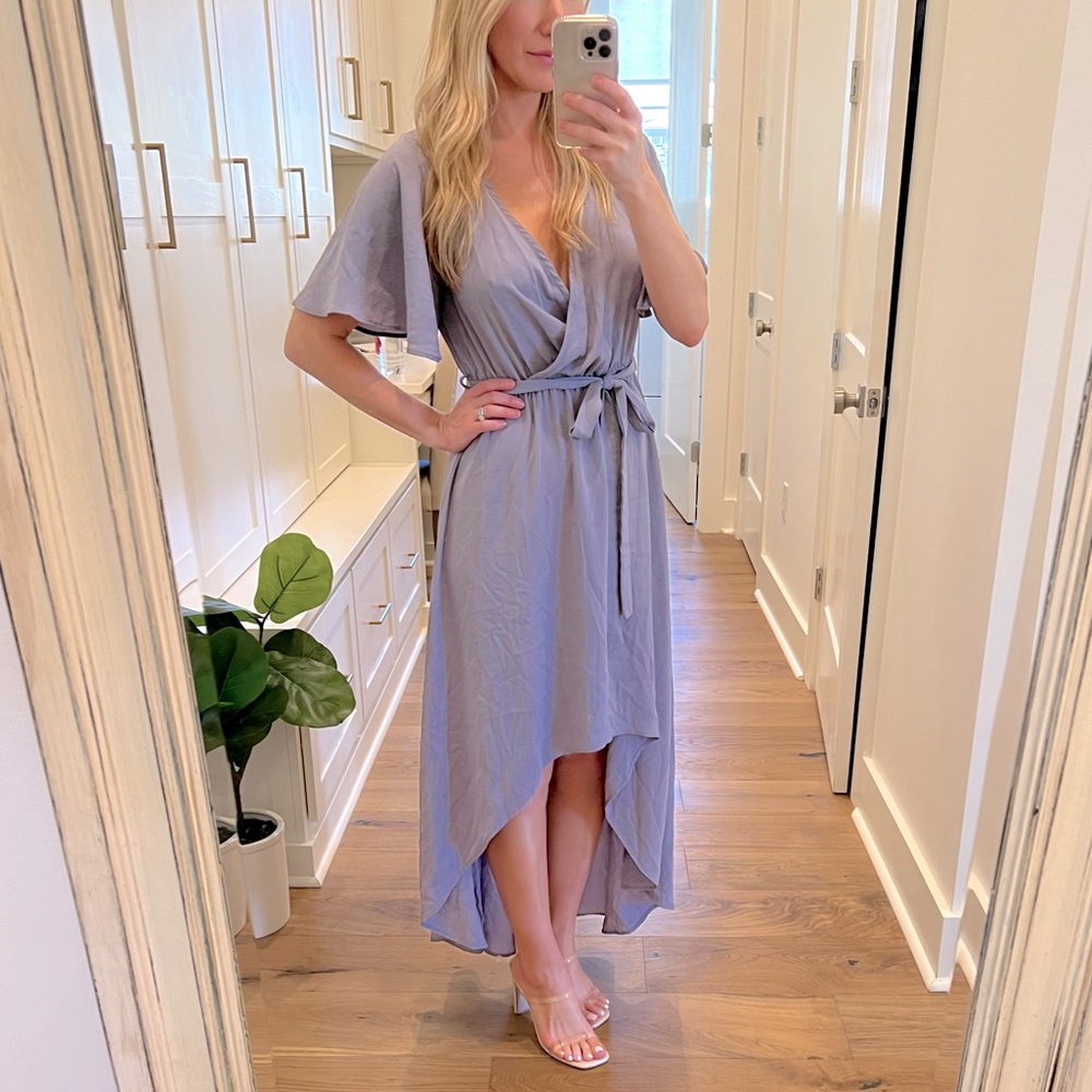 Lavender Gray High Low casual Dress- small